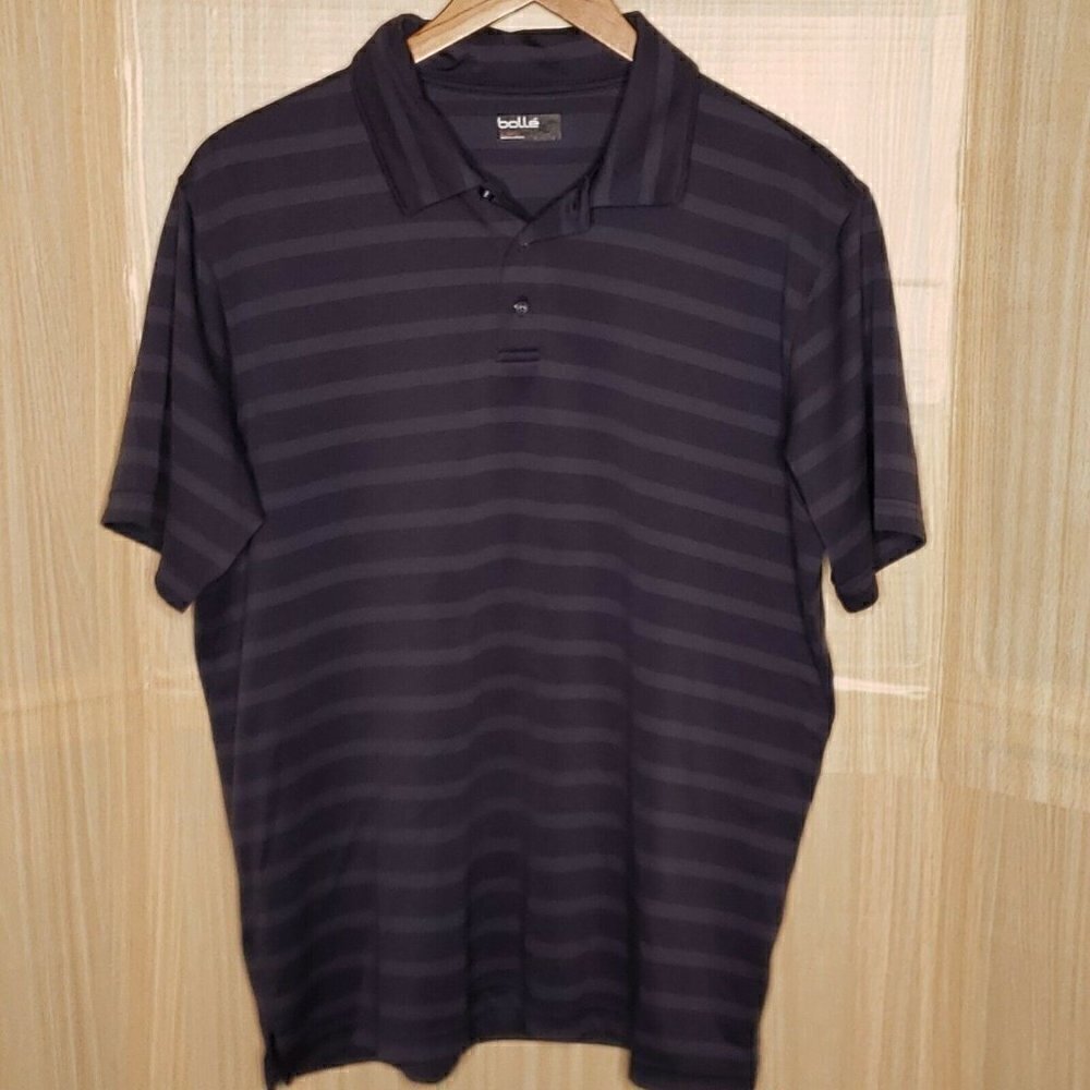 Bolle Mens Blue Striped Short Sleeve Polo XL